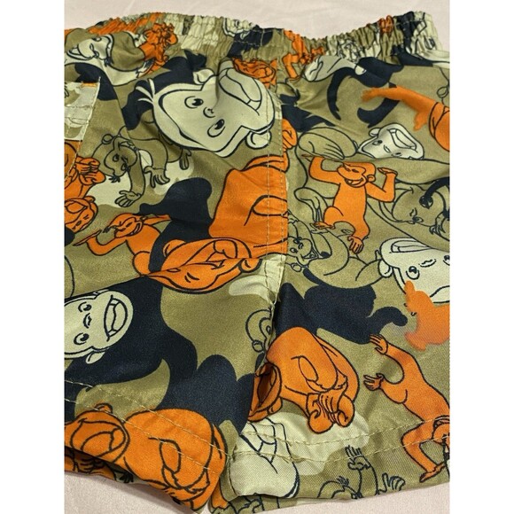 Vintage Curious George AOP Kids Swim Shorts Trunks Tan/Khaki/Orange/Black 12M - Picture 6 of 13